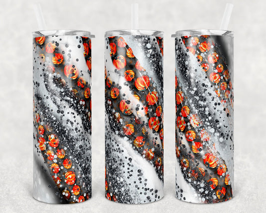 20 oz Skinny Tumbler Sublimation Design Template Glitter Milky way Black Pumpkin Fall Colors Straight Warped Design