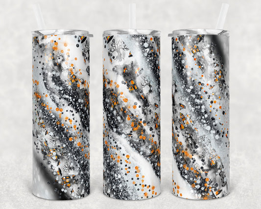 20 oz Skinny Tumbler Sublimation Design Template Glitter Milky way Halloween Haunted House Straight Warped Design
