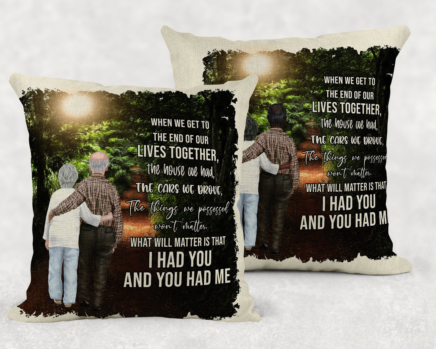 Merry Christmas Sublimation Design for Pillows When We get to the End Elderly Couple