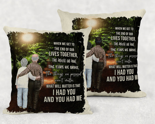 Merry Christmas Sublimation Design for Pillows When We get to the End Elderly Couple