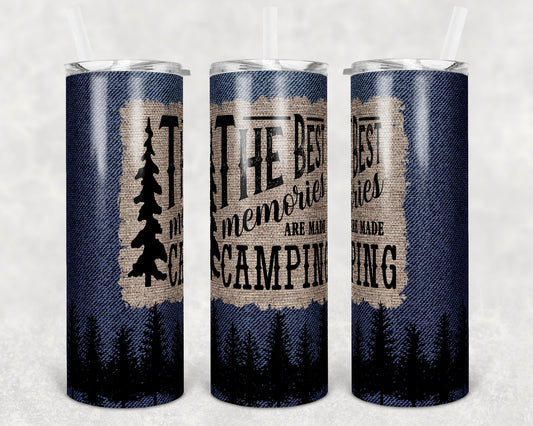 20 oz Skinny Tumbler Sublimation Design Template Best Memories Camping Denim Design