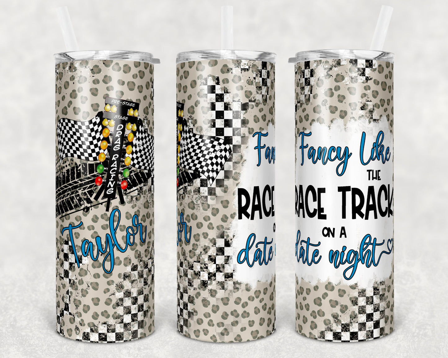 20 oz Skinny Tumbler Sublimation Design Drag Racing Fancy Like Race Track Date Night 3 colors Tumbler