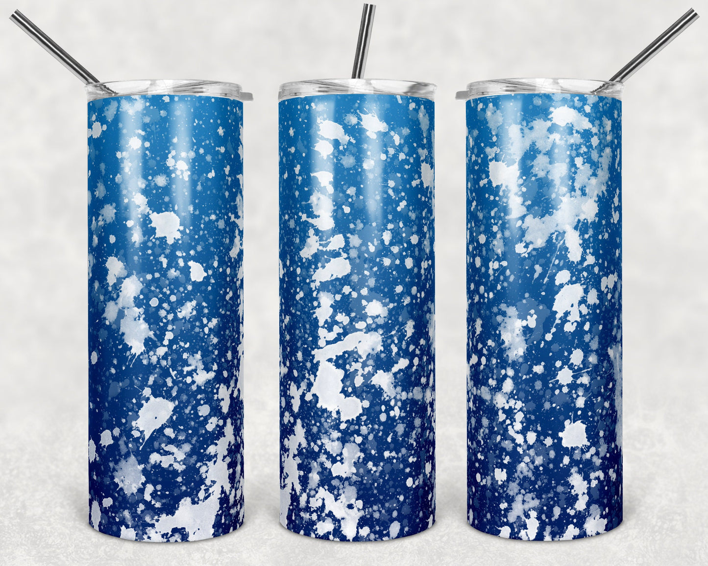 20 oz Skinny Tumbler Sublimation Design Template Blue White Power Wash Straight Warped Design