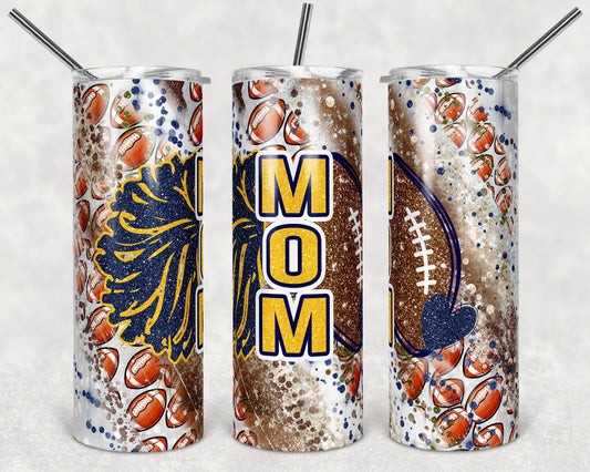 20 oz Skinny Tumbler Sublimation Template Milky Way Glitter Cheer Football Mom Straight Warped Design