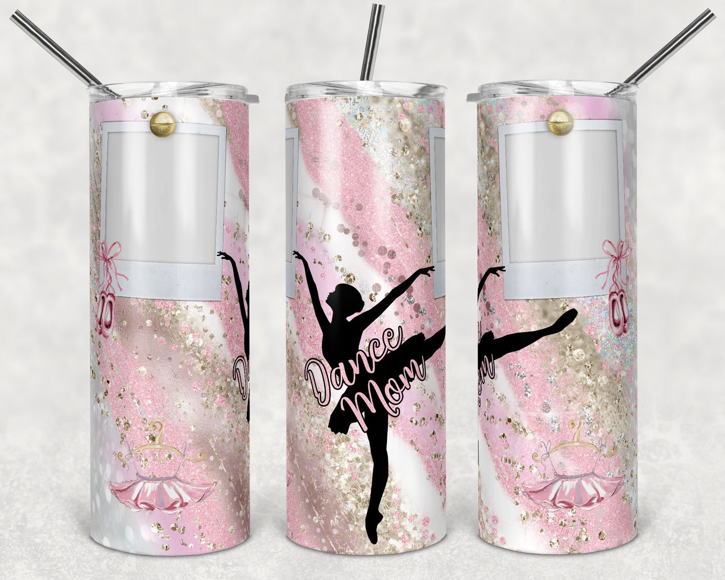 20 oz Skinny Tumbler Milky way 2 Photo Dance Picture Polaroid Dancing Dance Mom Sublimation Design