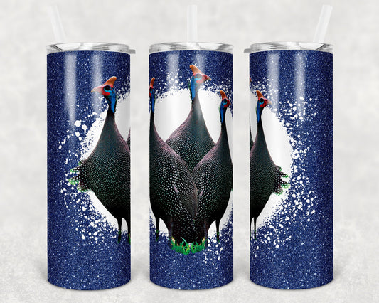 20 oz Skinny Tumbler Guinea Fowl Bird Glitter Sublimation Design Print Transfer