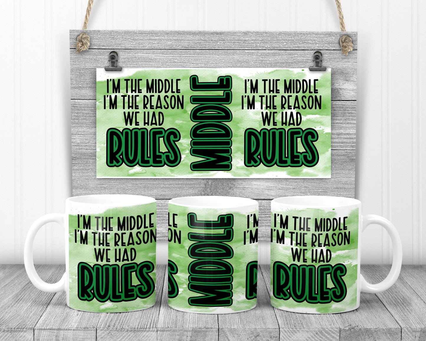 Sublimation Mug Ink splash I am the Middle 11 or 15 oz Sublimation for Sublimation Mug Design