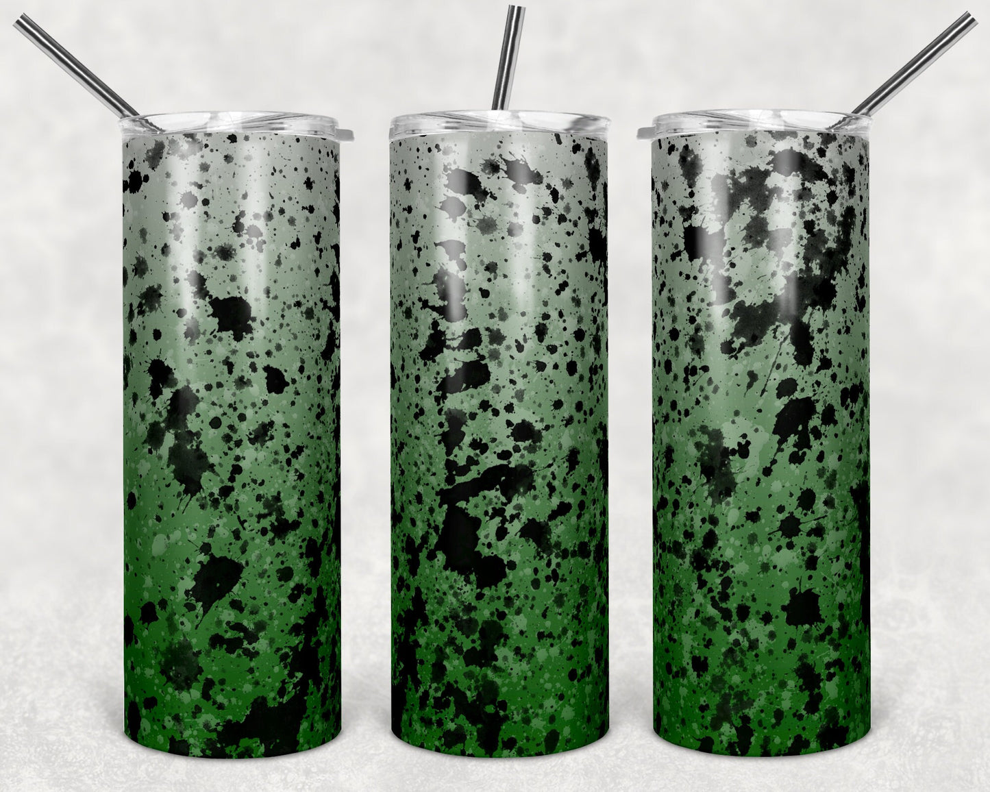 20 oz Skinny Tumbler Sublimation Design Template Green Black Ombre Power Wash Add School Logo Straight Warped Design