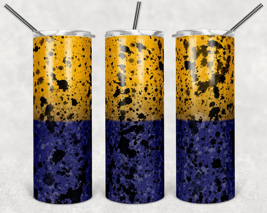 20 oz Skinny Tumbler Sublimation Design Template Blue Yellow ombre Power Wash Add School Logo Straight Warped Design