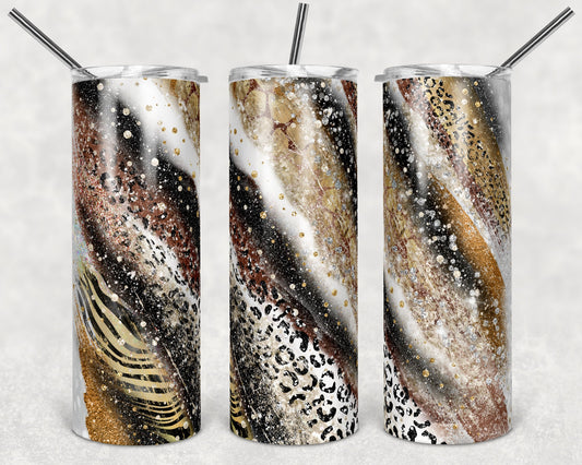 20 oz Skinny Tumbler Sublimation Template Agate Milky Way Copper Fall Safari Animal Print Straight and Warped Design