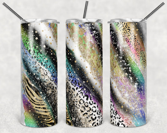 20 oz Skinny Tumbler Sublimation Template Agate Milky Way rainbow Safari Animal Print Straight and Warped Design