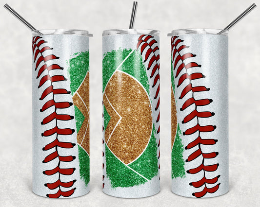 20 oz Skinny Tumbler Baseball Blank Field Laces glitter Sublimation Design Template Design