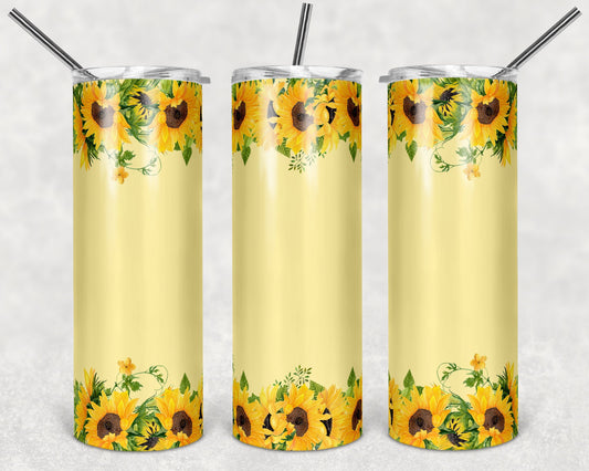 20 oz Skinny Tumbler Pale Yellow Sunflower Sublimation Design Print Transfer