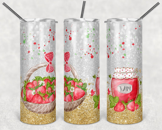 20 oz Skinny Tumbler Strawberry Jam Strawberries Sublimation Design
