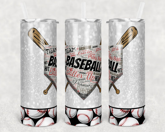 20 oz Skinny Tumbler Sublimation Design Template Baseball Design Print Transfer