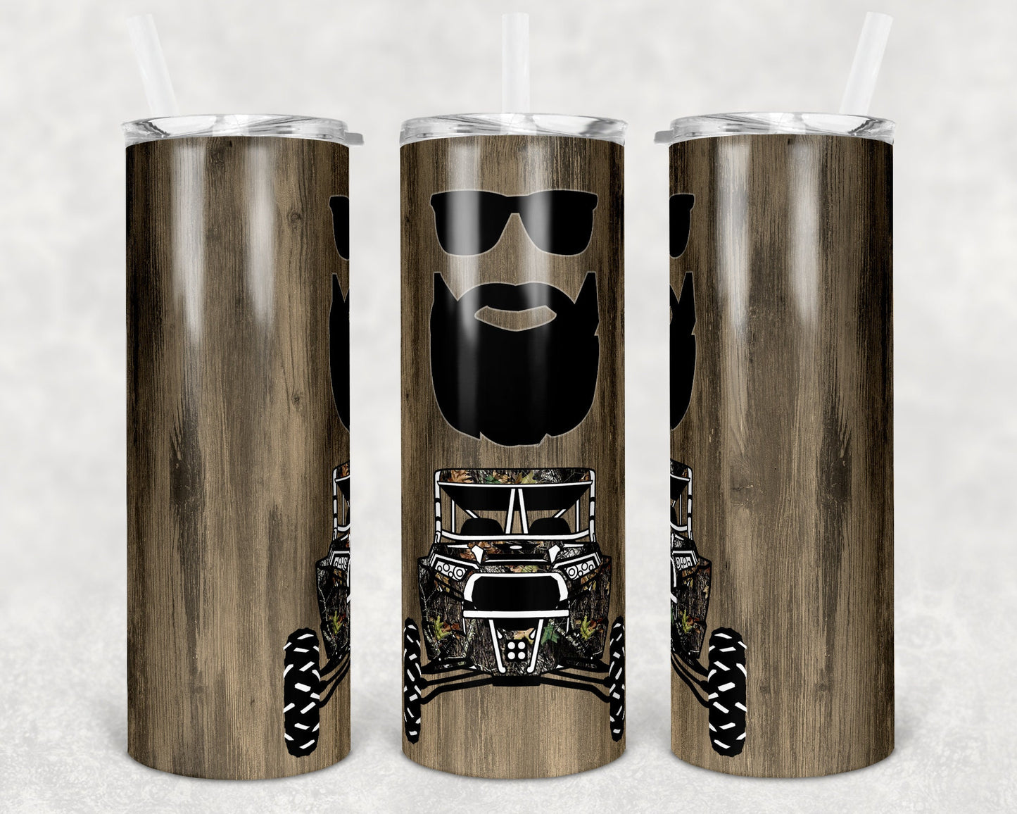 20 oz Skinny Tumbler Sublimation Design 4x4 Man Off road Life Template 5 color Faux Wood Camo Straight Design