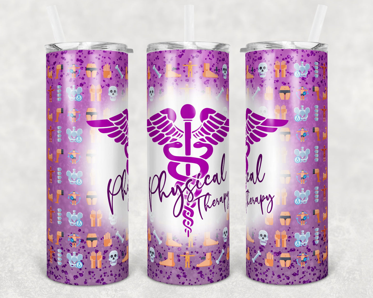 20 oz Skinny Tumbler Sublimation Design Template Physical Therapy Therapist Inst tumblers