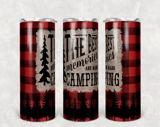 20 oz Skinny Tumbler Sublimation Design Template Best Memories Camping Design