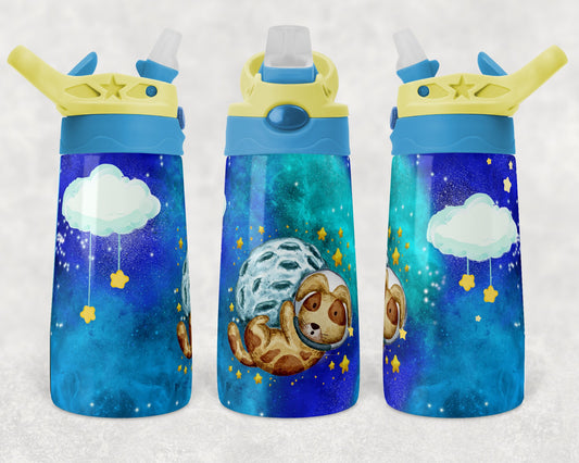 Kids water bottles Sublimation Design Template Space Puppy Astronaut Design STRAIGHT and Warped