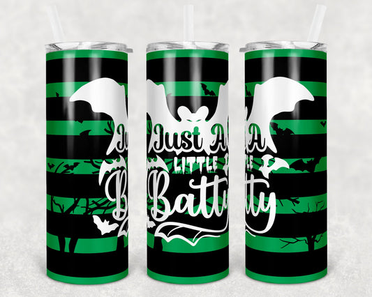 20 oz Skinny Tumbler Sublimation Design Striped Halloween Design Little Batty