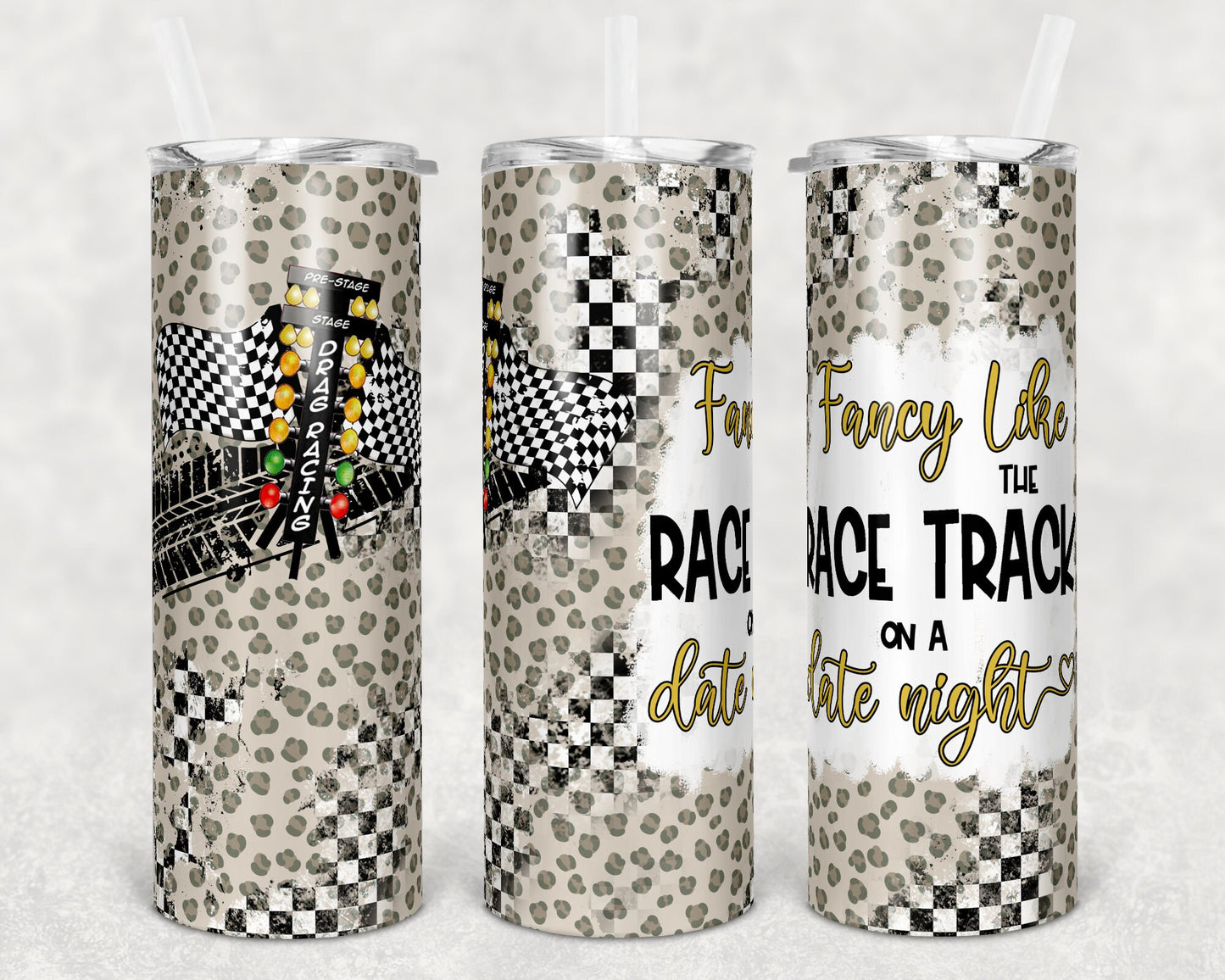 20 oz Skinny Tumbler Sublimation Design Drag Racing Fancy Like Race Track Date Night 3 colors Tumbler