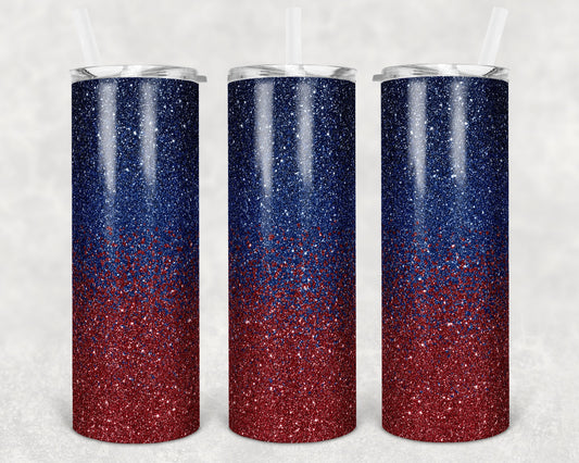 20 oz Skinny Tumbler Sublimation Design Template Glitter Ombre Navy Maroon Color Straight Warped Design