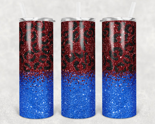 20 oz Skinny Tumbler Sublimation Design Template Blue Black Maroon Burgundy Leopard Glitter Design Inst