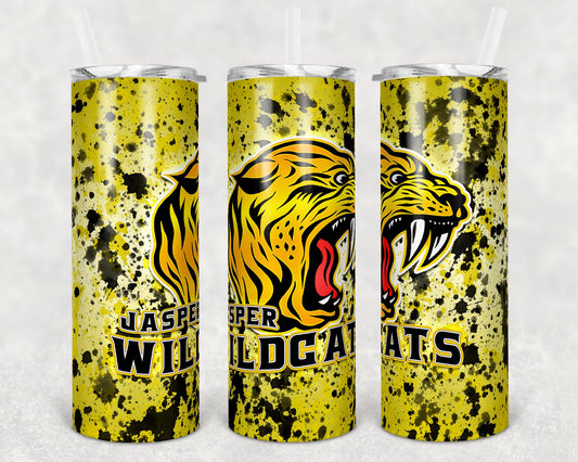 20 oz Skinny Tumbler Sublimation Design Template wildcats Power Wash School Logo Straight Warped Design