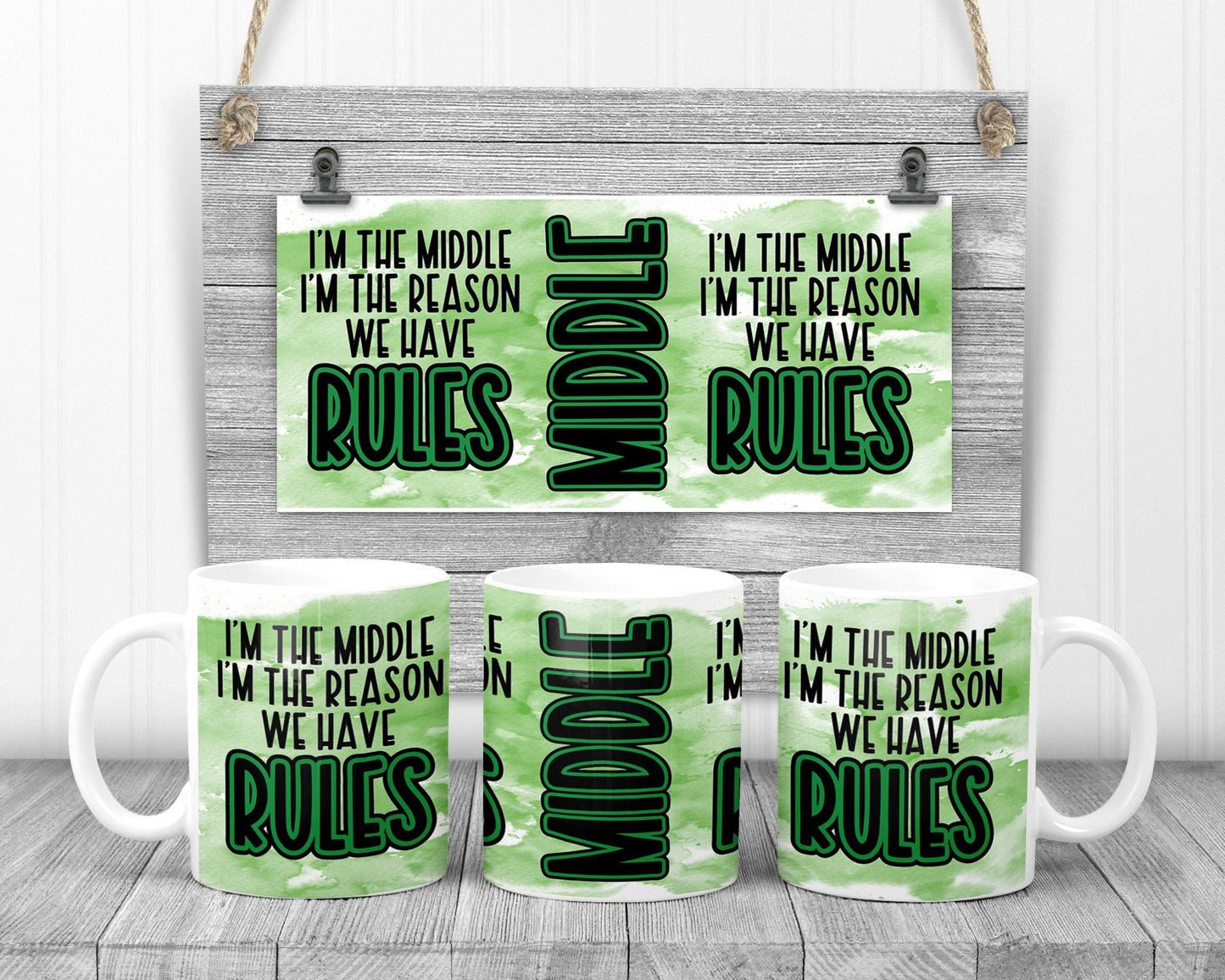 Sublimation Mug Ink splash I am the Middle 11 or 15 oz Sublimation for Sublimation Mug Design