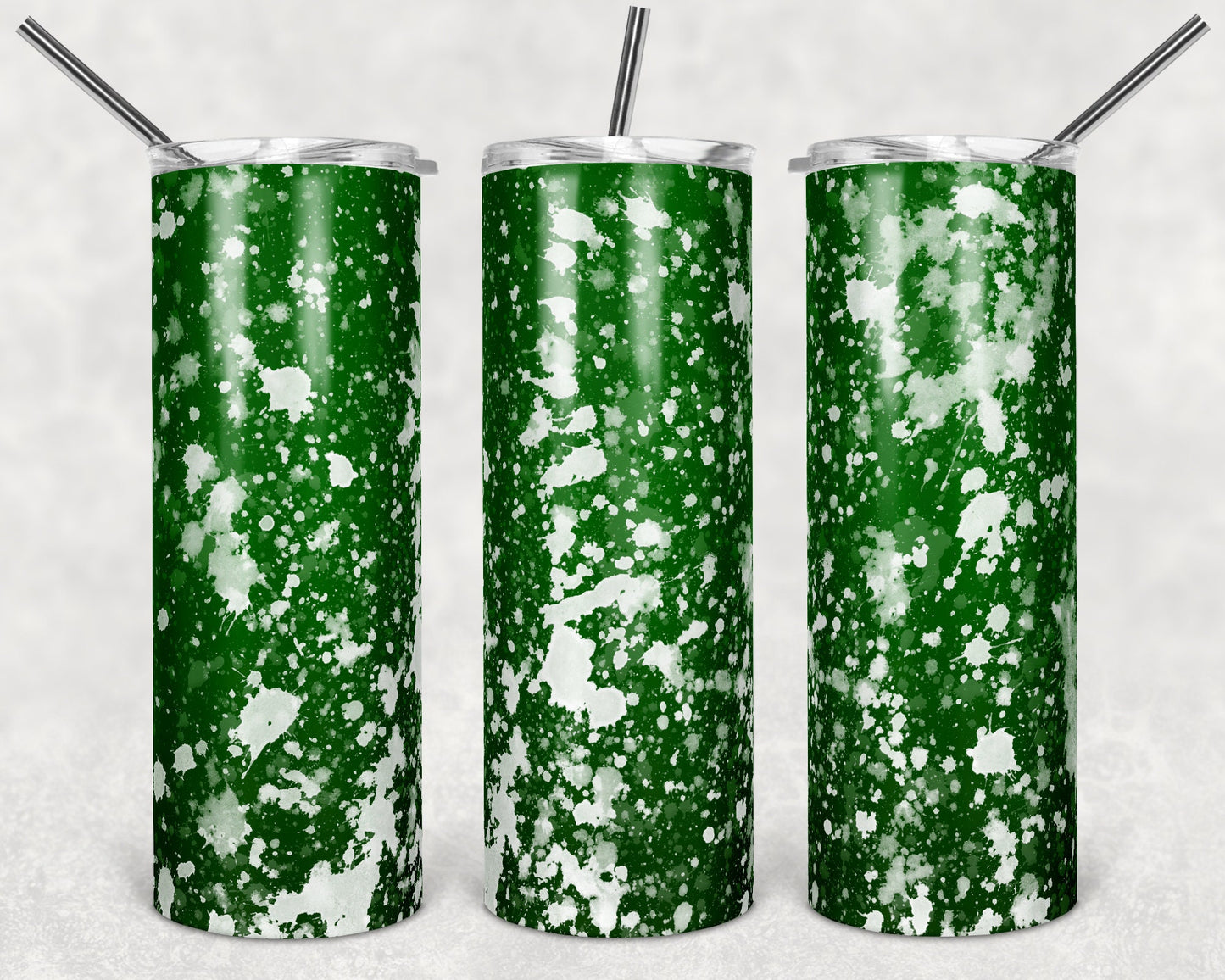20 oz Skinny Tumbler Sublimation Design Template Green White Power Wash Add School Logo Straight Warped Design
