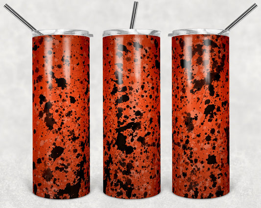 20 oz Skinny Tumbler Sublimation Design Template Orange Black Power Wash Add School Logo Straight Warped Design