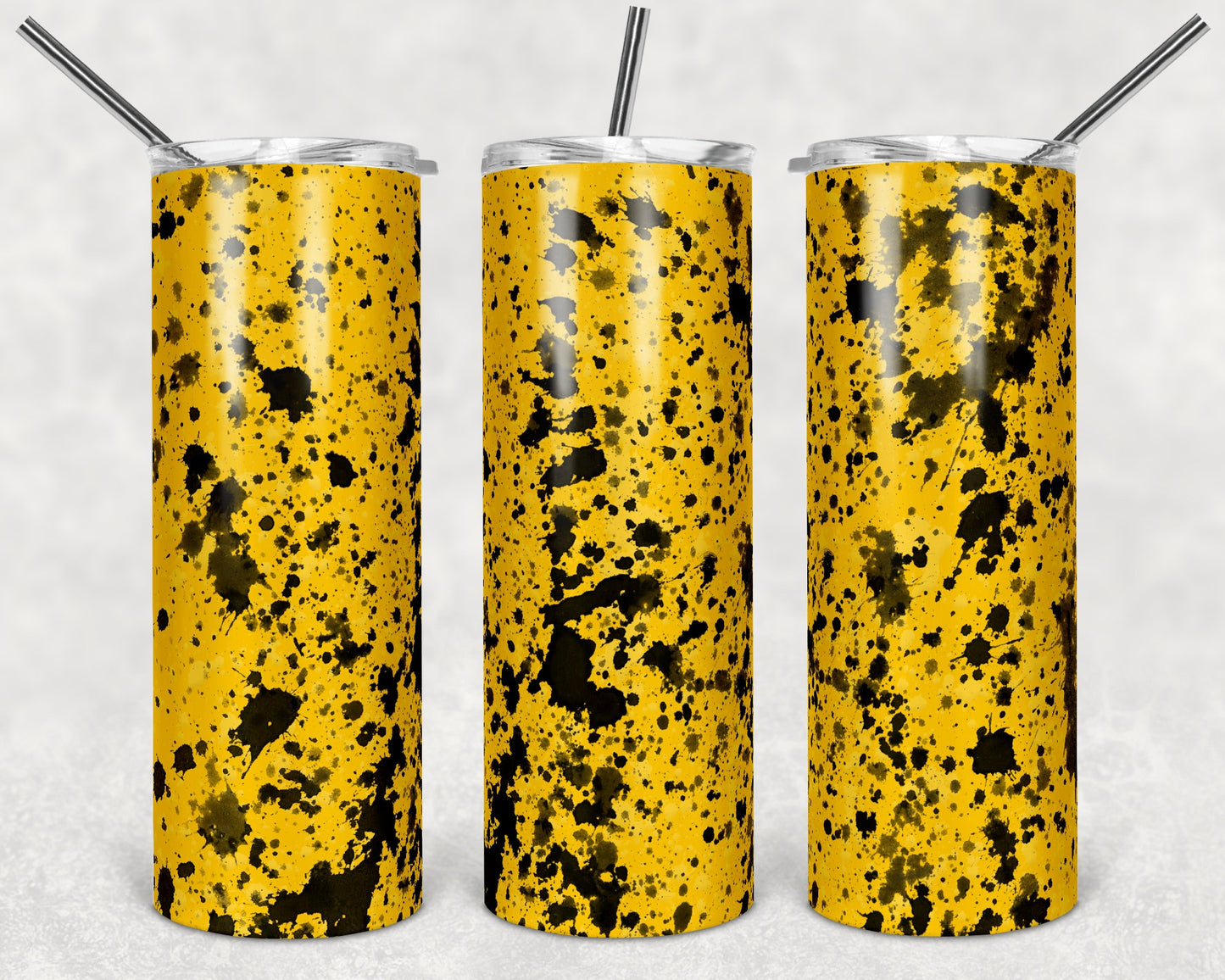 20 oz Skinny Tumbler Sublimation Design Template Yellow Black Power Wash Add School Logo Straight Warped Design