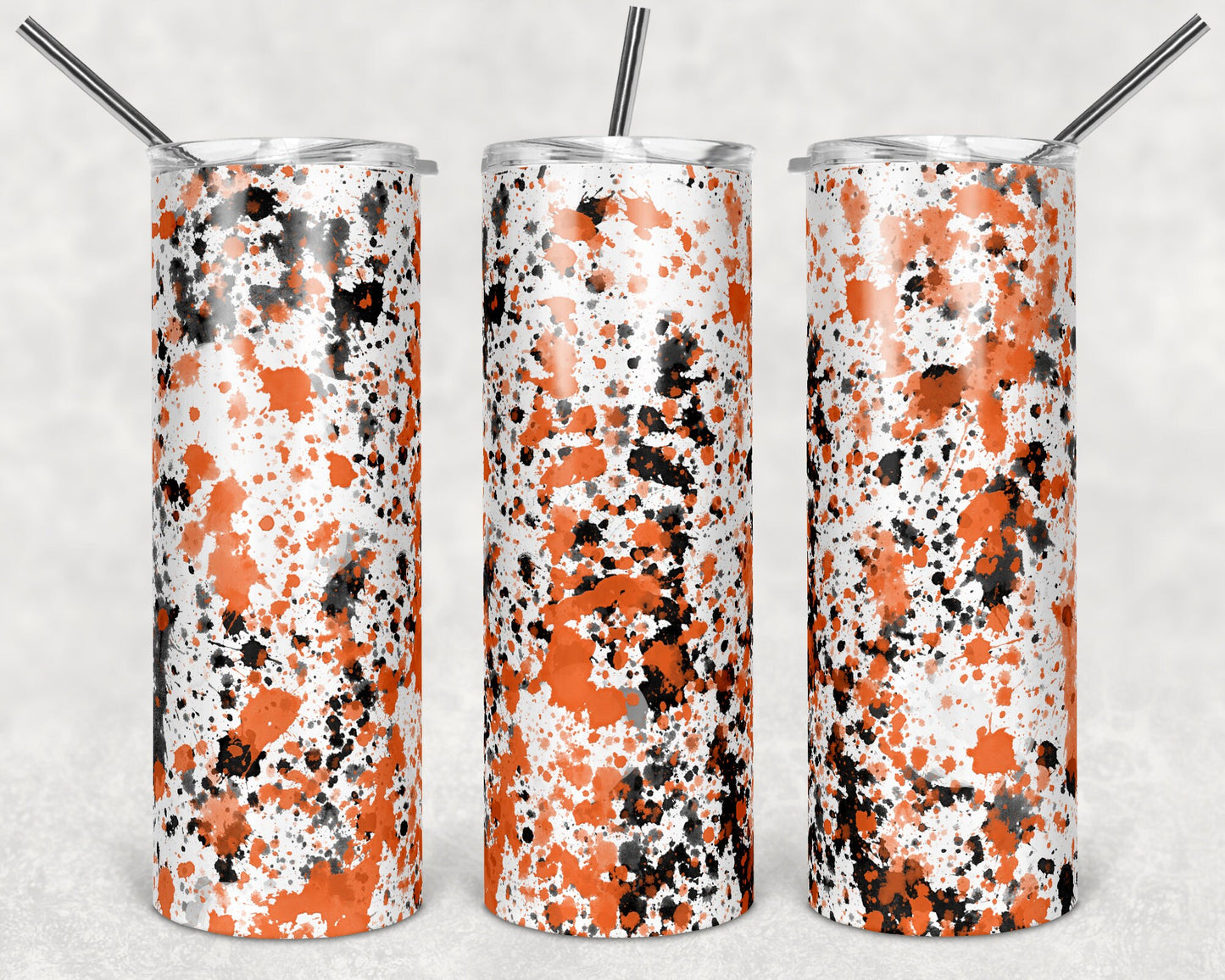 20 oz Skinny Tumbler Sublimation Design Template Orange Black White Power Wash Add School Logo Straight Warped Design