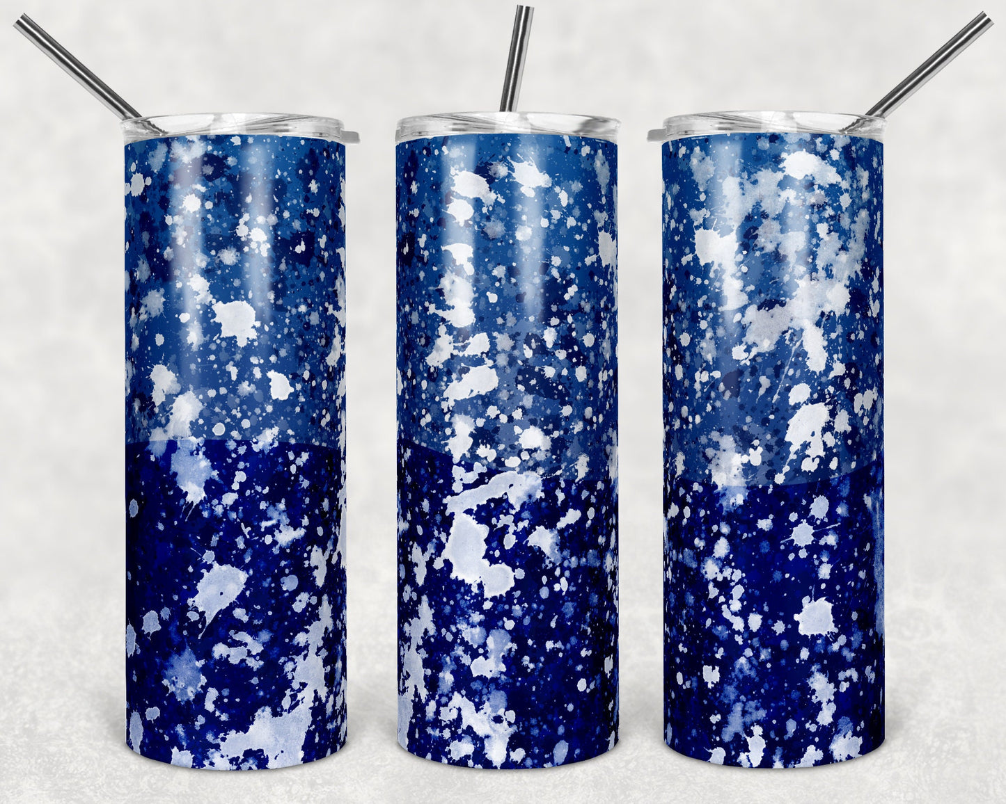 20 oz Skinny Tumbler Sublimation Design Template Blue White Power Wash Add School Logo Straight Warped Design
