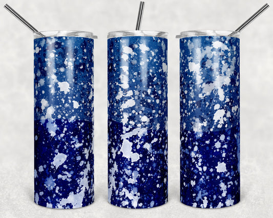 20 oz Skinny Tumbler Sublimation Design Template Blue White Power Wash Add School Logo Straight Warped Design