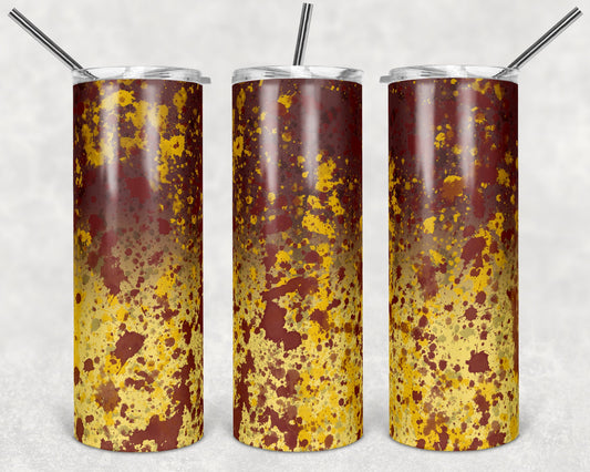 20 oz Skinny Tumbler Sublimation Design Template Maroon Gold Yellow Power Wash Add School Logo Straight Warped Design