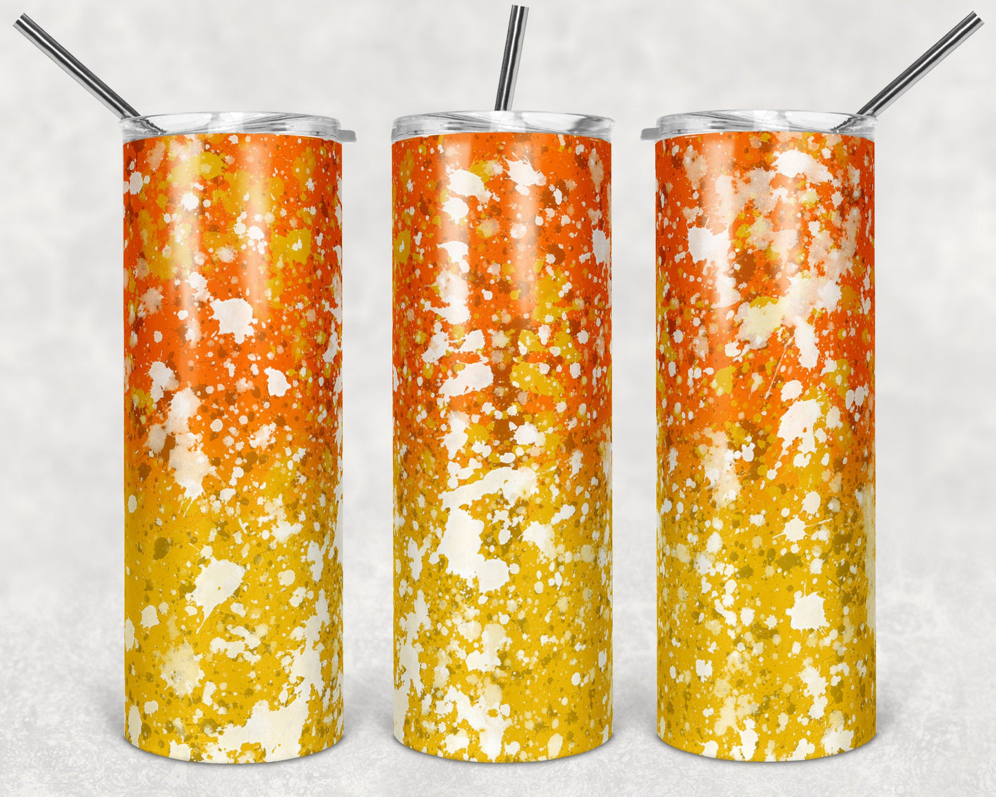 20 oz Skinny Tumbler Sublimation Design Template Orange Gold Yellow Power Wash Add School Logo Straight Warped Design