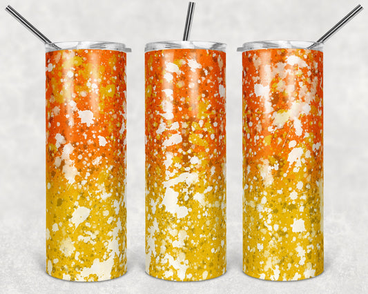 20 oz Skinny Tumbler Sublimation Design Template Orange Gold Yellow Power Wash Add School Logo Straight Warped Design