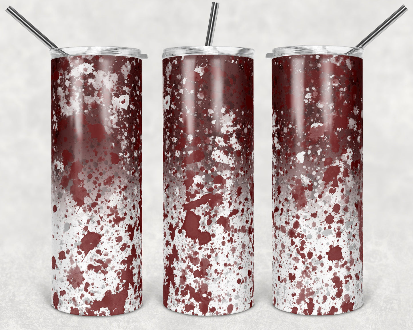 20 oz Skinny Tumbler Sublimation Design Template Maroon White Power Wash Add School Logo Straight Warped Design