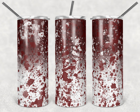 20 oz Skinny Tumbler Sublimation Design Template Maroon White Power Wash Add School Logo Straight Warped Design