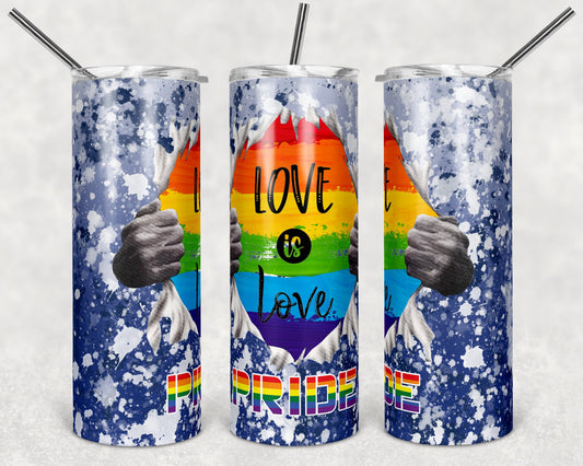 20 oz Skinny Tumbler Sublimation Design Template Gay Pride Rainbow Love is Love Design