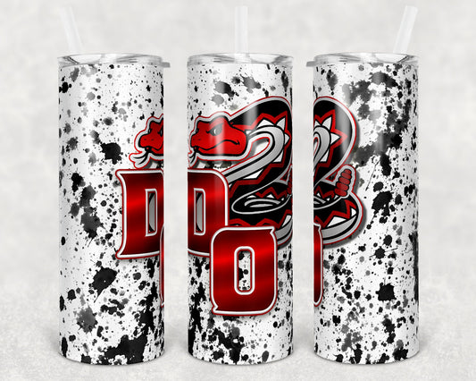 20 oz Skinny Tumbler Sublimation Design Template Snakes Power Wash School Logo Straight Warped Design