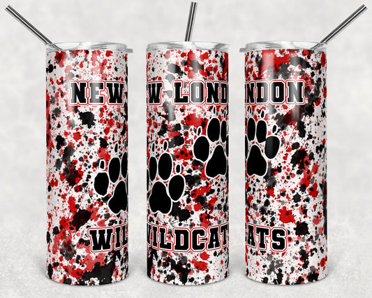 20 oz Skinny Tumbler Sublimation Design Template wildcats Power Wash School Logo Straight Warped Design