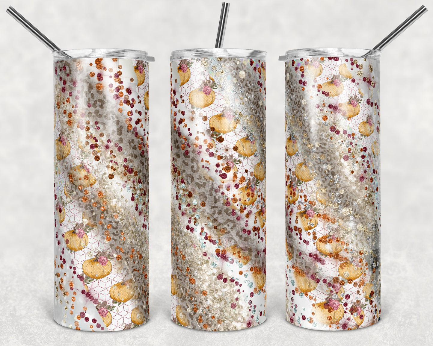 20 oz Skinny Tumbler Sublimation Template Agate Milky Way Pumpkin Fall Leopard Straight Design