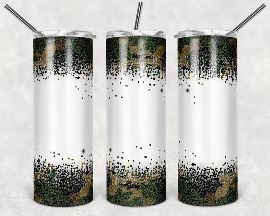 20 oz Skinny Tumbler Sublimation Design Template Camo Confetti Camoflauge Design Skinny Can Cooler