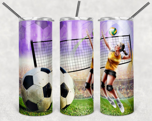 20 oz Skinny Tumbler Softball Volleyball Soccer Female Sublimation Design Print Transfer