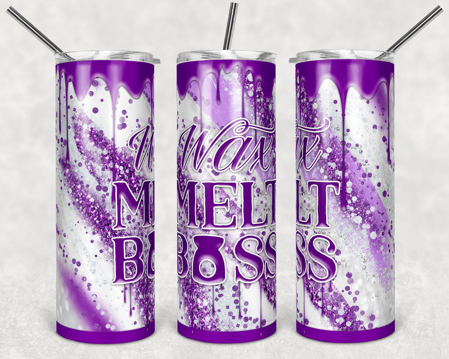 20 oz Skinny Tumbler Sublimation Template Agate Milky Way Purple Dripping Wax Boss Straight Design