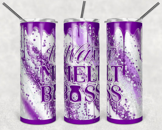 20 oz Skinny Tumbler Sublimation Template Agate Milky Way Purple Dripping Wax Boss Straight Design