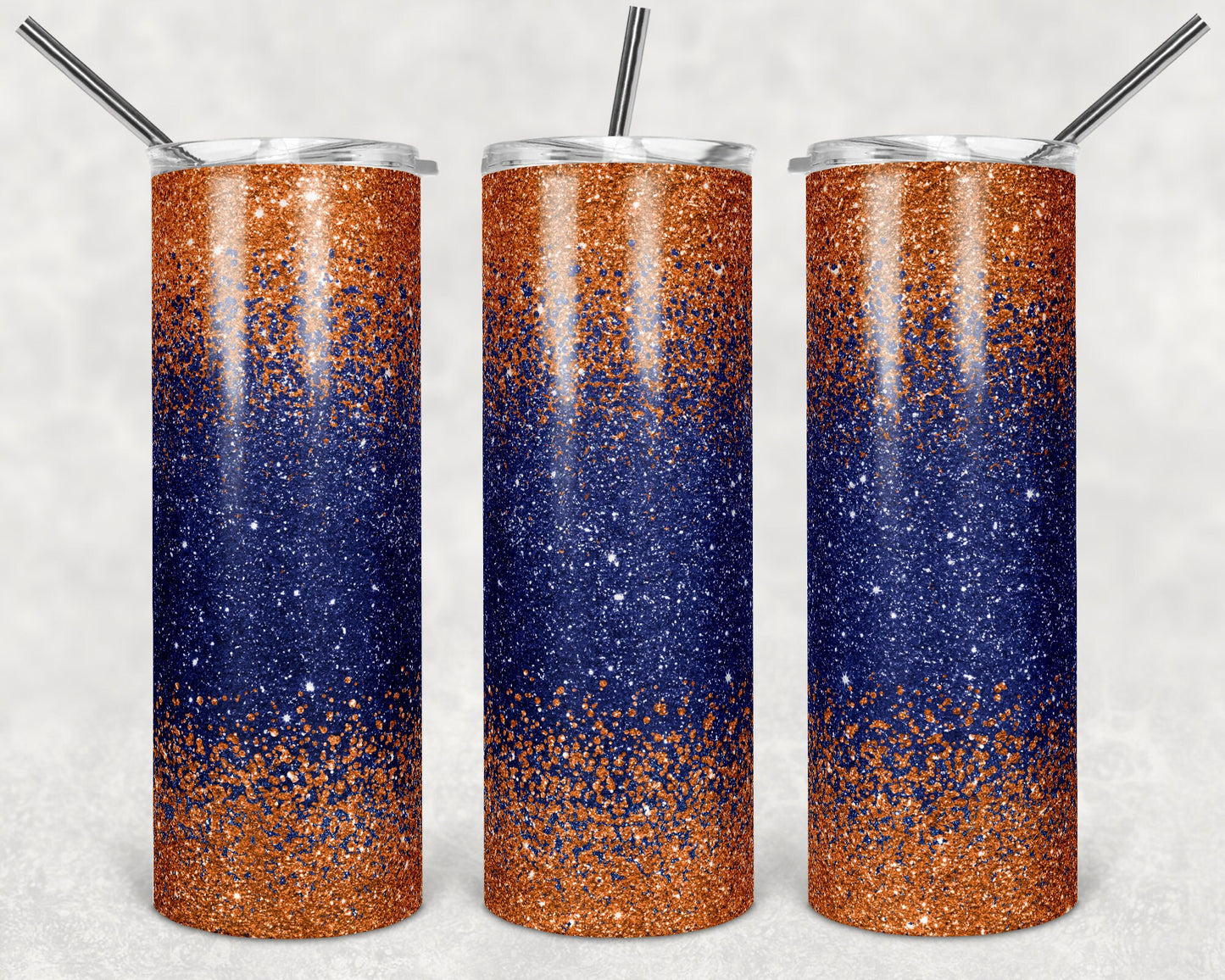 20 oz Skinny Tumbler Sublimation Design Template Glitter Ombre Navy Fall Leaves Fall Straight Warped Design