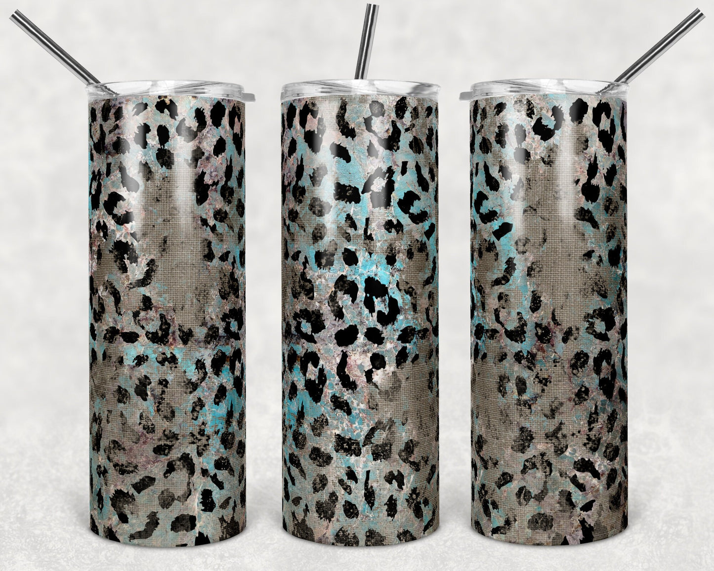 20 oz Skinny Tumbler Leopard Burlap Grunge Teal Marble Sublimation Design tumblers